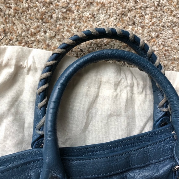 Authentic Balenciaga Small City bag - blue with silver hardware - Picture 5 of 13